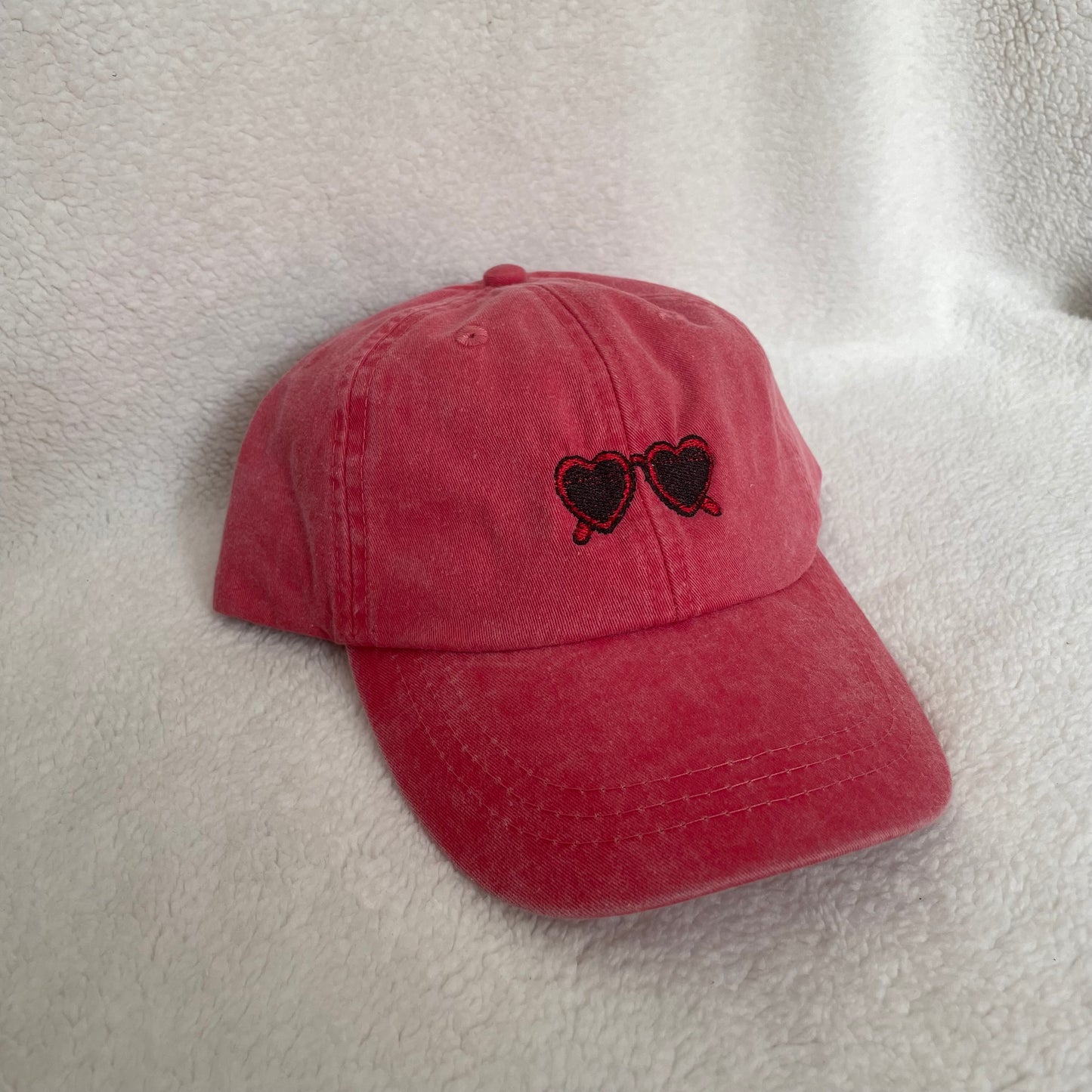 Red Heart Sunglasses Embroidered Dad Cap