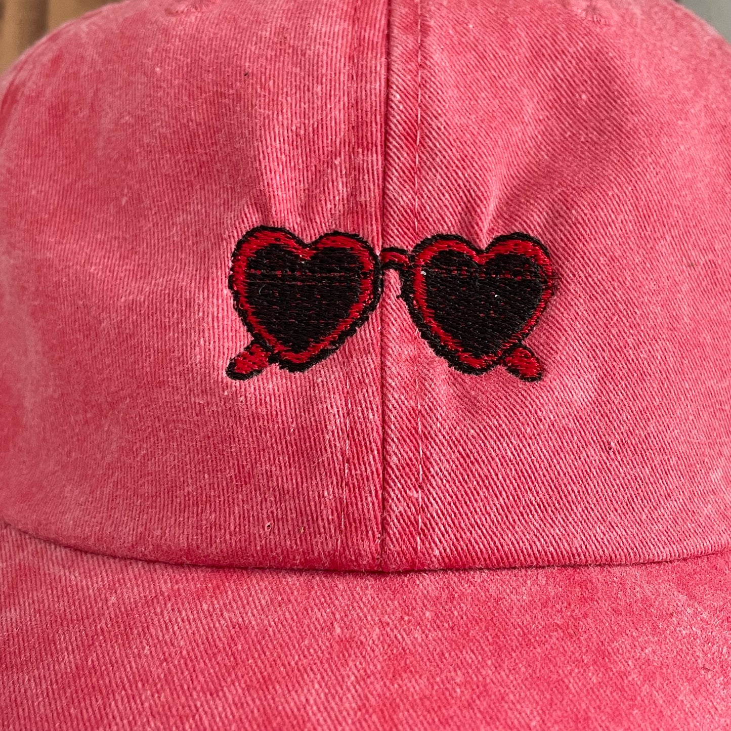 Red Heart Sunglasses Embroidered Dad Cap