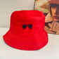 Red Embroidered Bucket Hat