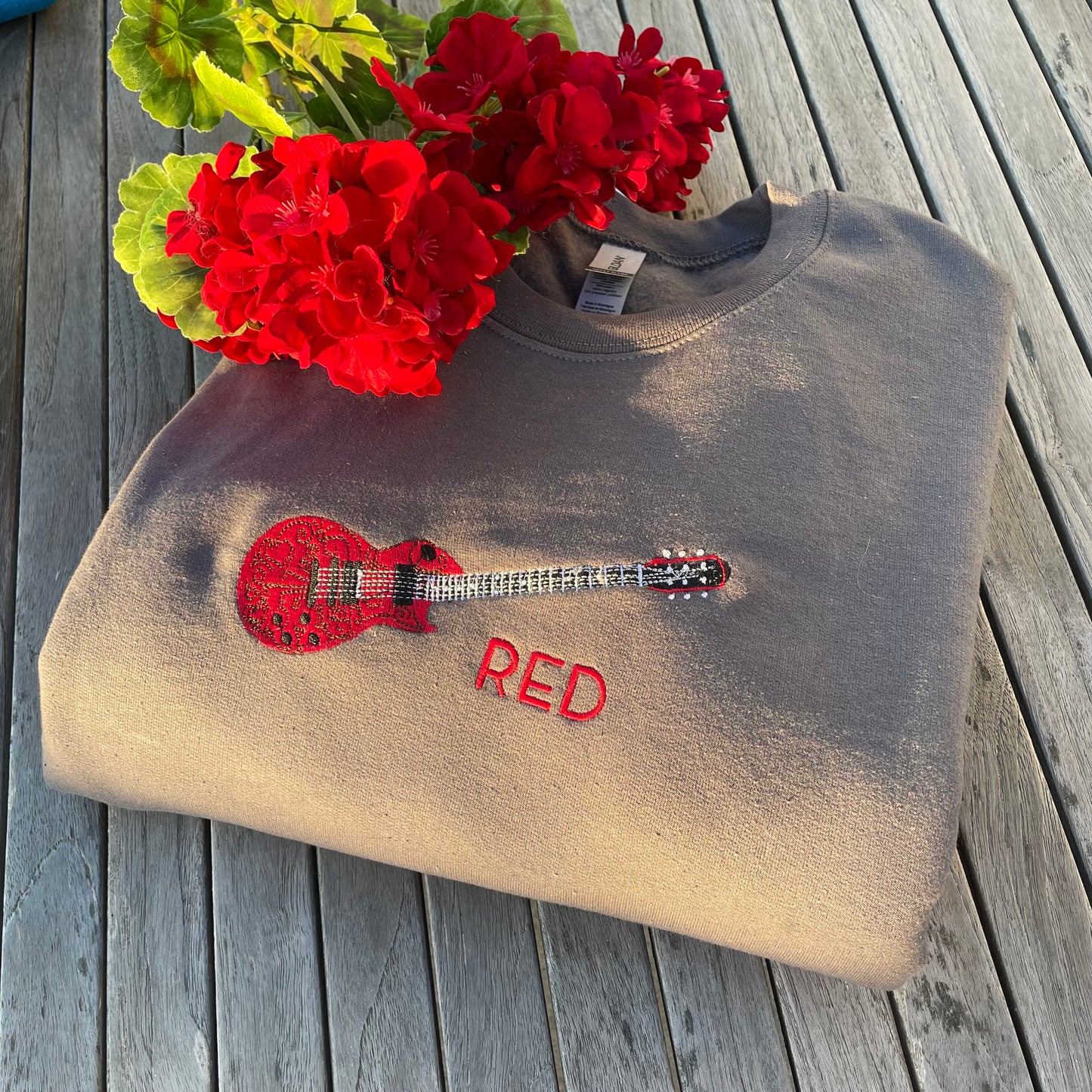 Red Era Guitar Embroidered Sweatshirt